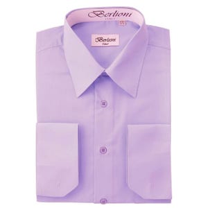 Men&#39;s Premium Modern Lilac-Lavender Dress Shirt - Convertible French Cuffs