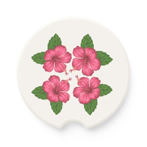 Car Coaster Set, Pink Floral Drink Holder, Cup Holder Coasters, Car Accessories for Women, Flower Car Decor, Boho Car Coasters, Auto