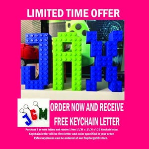 Large, Personalized 3D printed letters in Lego brick style for building block enthusiast, Kids names, Room décor, Kid gift, Lego letters