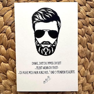 Vatertagskarte mit Bart & Spruch – Lustige Karte für Papa – Handmade mit Vinyl – Vatertag Geschenk Idee
