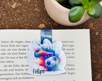 Lesezeichen personalisiert - mit Namen - Fußball - Geschenk zur Einschulung 2026 Geburtstag - Perfekt für Grundschule und Lesetraining