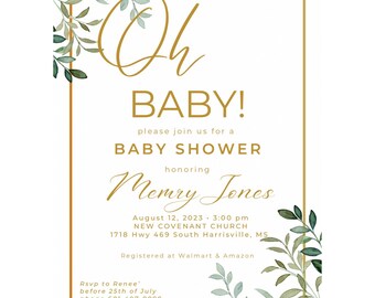 ¡Oh, BEBÉ! Invitación editable para baby shower