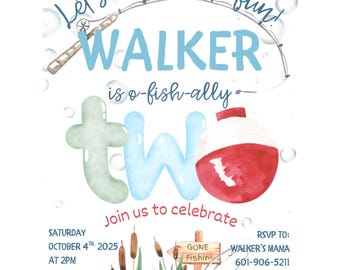 Invitación para fiesta de cumpleaños de O-Fish-Ally TWO