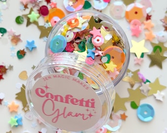 Confetti Glam Glitter, Custom Glitter Mix, Glitter, Sparkly Glitter, DIY Glitter, Glitter for Anything, Star confetti, Star glitter