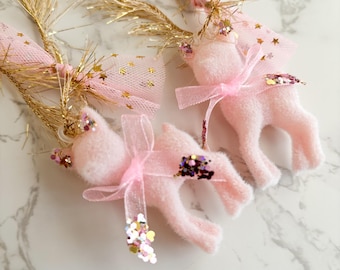 Pink Reindeer Ornament, Pink Reindeer Decor, Sparkly Reindeer, Glitter Reindeer Ornament, Pink Ornament, Pink Reindeer Christmas