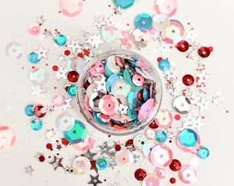 Pink white and blue Confetti Glam Glitter, Custom Glitter Mix, Glitter, Sparkl, Memorial Day Glitter, DIY Glitter, 4th Of July