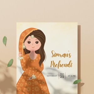 Mehendi Invitation - Simple with Illustration (Digital)