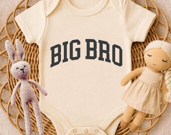 Big Bro Varsity Collegiate Toddler Shirt For Boys, Big Brother Sibling Reveal Outfit, Boho Natural Toddler & Youth Tee