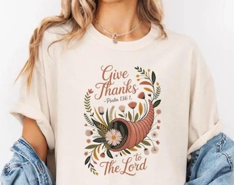 Comfort Colors Christian Fall Shirt, Give Thanks Graphic Tee