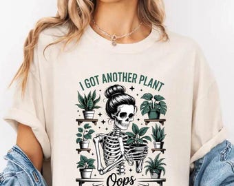 Funny Gardening T-Shirt, Mom House Plant Shirt, Gardener Skeleton Shirt, Plant Lover Halloween Gift, Potted Plant Shirt, Planting Tshirt