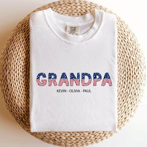 Personalized USA Papa Tshirt With Kid Names Shirt, Fathers Day Gift, Birthday Gift for Dad, Christmas gift for New Dad, Cool Papa Shirt