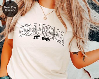 Custom Comfort Colors® Grandma Shirt, Mothers Day Gift, Gift for Grandmother, Nana Tee, Grandma Est Date Tshirt, Mommy Shirt, Mimi Shirt