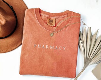 Embroidered Comfort Colors® Pharmacy Shirt, Pharmacy Tech Shirt,Gift For Pharmacist, Pharmacy College Shirt, Pharmacy Shirt, Graduation Gift