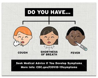 Do you have fever sign, Symptom sign, printable symptom signage, digital download sickness symptom sign for office or business