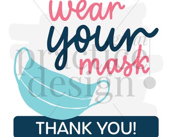 Wear Your Mask Sign, Printable Mask Sign, Mask Sign for Business, Download and Print Mask Sign, Wear your Mask and Wait Here Sign Printable