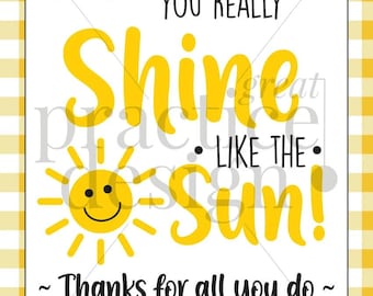 You Really Shine Like The Sun Downloadable Sign- Shine Like The Sun Sign- Inspirational Office Sign- You Really Shine Like The Sun PDF