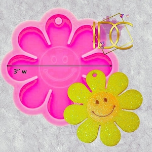 Smiley Face Sunflower Silicone Keychain Mold; DIY Resin Crafting