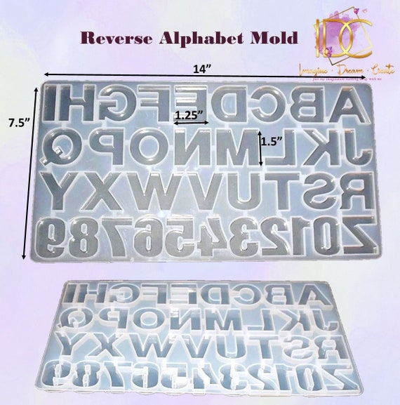 Resin Shiny Silicone Alphabet Resin Molds Backward Letter Number