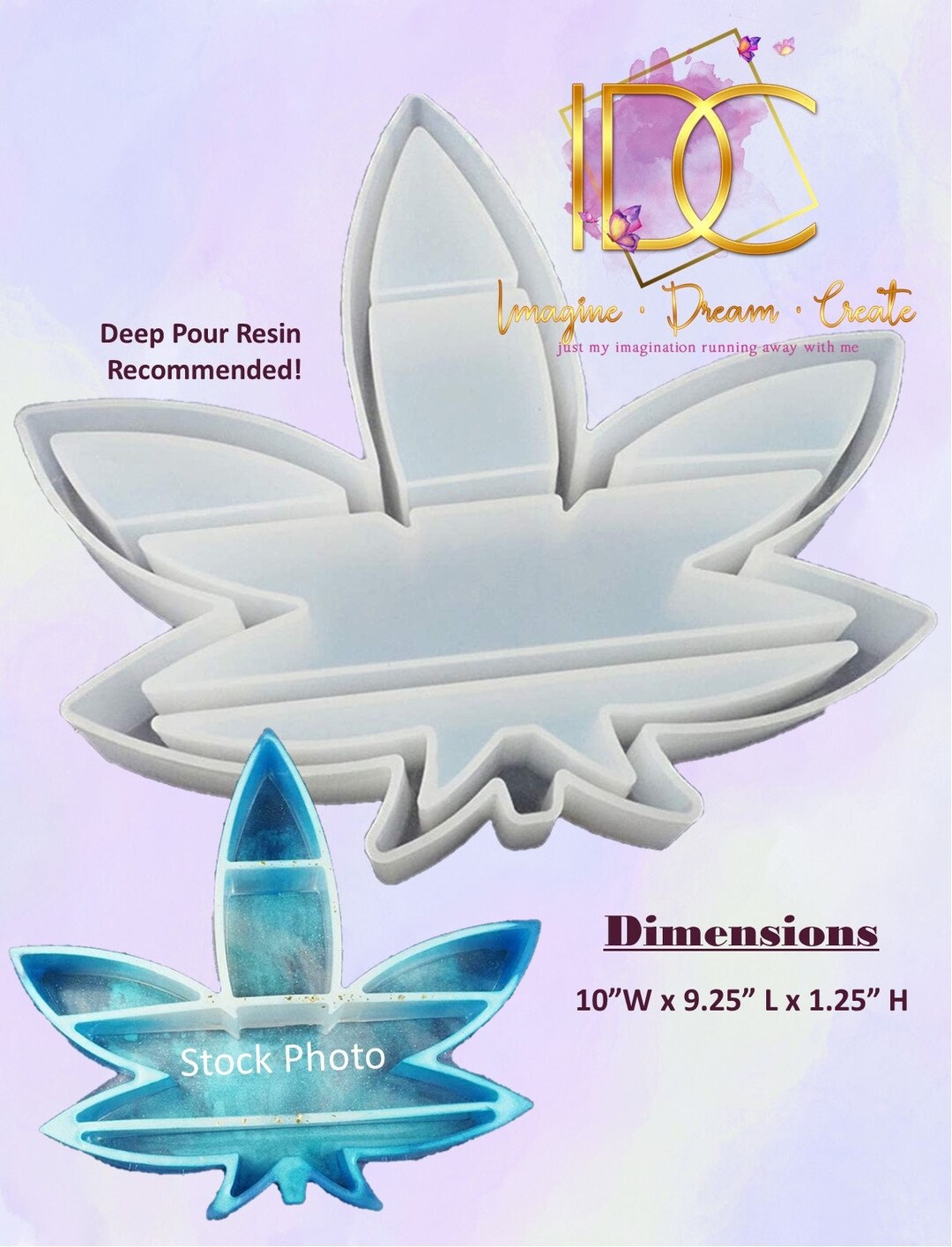 Silicone Shelf Mold, Marijuana Leaf Jewelry Holder Resin Mold, Large