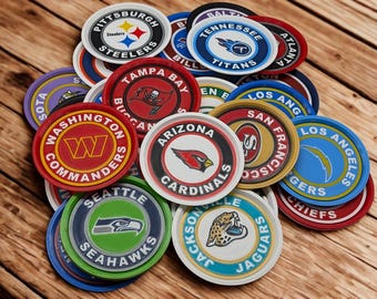 NFL Coasters | Football Fan Gift | Man Cave Decor | Any Team or Full Set