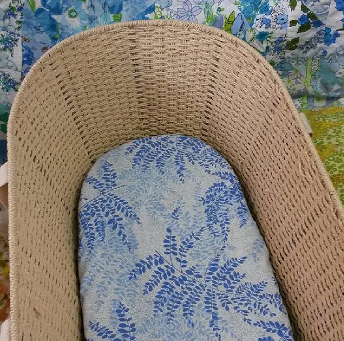 Vintage Blue Floral Fitted Moses Basket Sheet Etsy