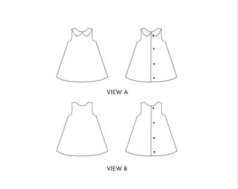 Patrón de costura en PDF del vestido Clementine: vestido con cuello Peter Pan en 2 estilos y 7 tallas (descarga instantánea)