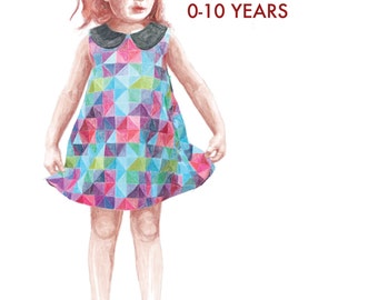Patrón de costura en PDF del vestido Clementine: patrón de vestido con cuello Peter Pan en 2 estilos diferentes y 7 tamaños (descarga instantánea)