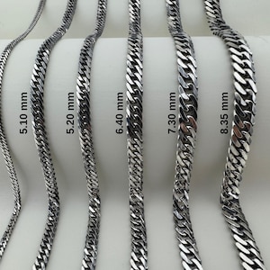 925 sterlingzilveren curb chain-ketting, zilveren Cubaanse schakelketting, curb chain-armband voor mannen en vrouwen, massief zilveren ketting, geoxideerde ketting