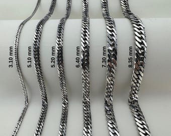 925 sterling silver curb chain necklace, Silver cuban link chain, Curb chain bracelet for Men & Women, Solid silver necklace, Oxidized chain