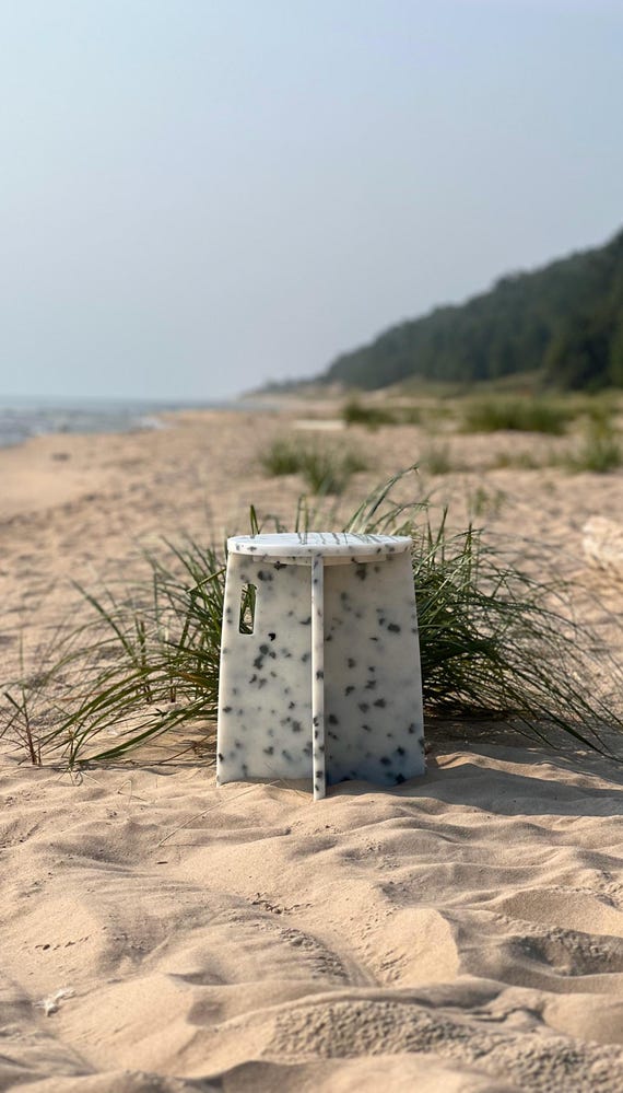 Recycled Plastic Stool / End Table | Sustainable Furniture Design | Eco-Friendly, Made in the USA