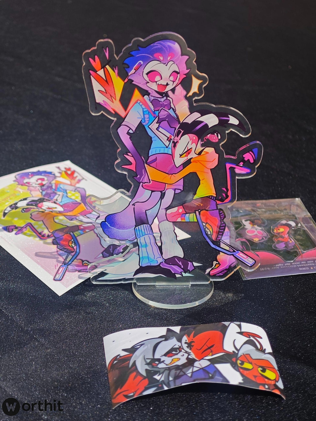 Helluva Boss Stolas X Blitzo Gift Box: Acrylic Stand, Stickers & Card ...