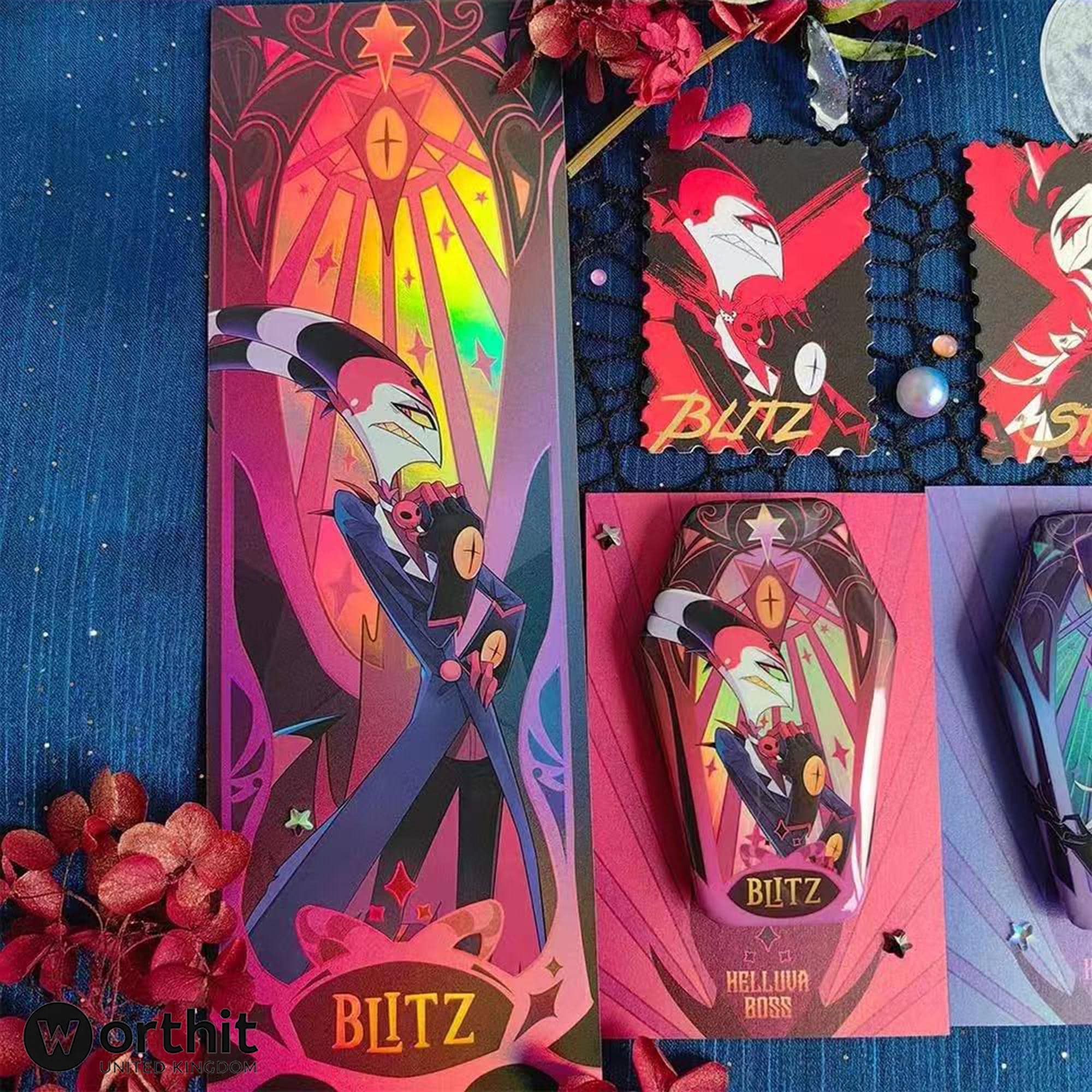 Hazbin Hotel & Helluva Boss Laser Cards X Badge Set – Stolas/blitz