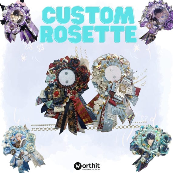 Custom Anime Ita Bag Rosette Badge Display: Handmade Ribbon Award