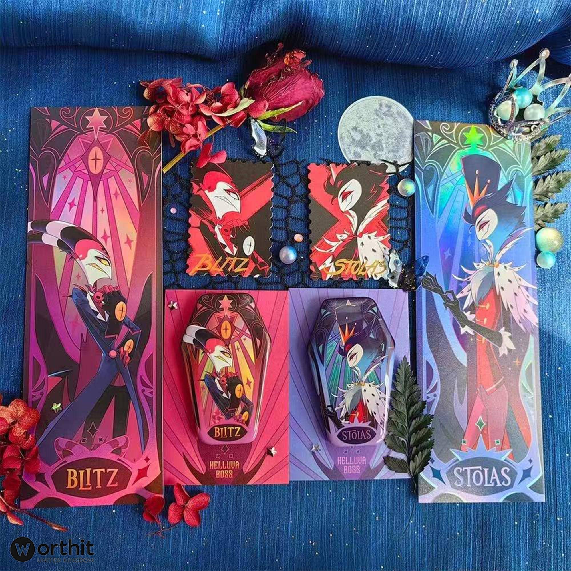 Hazbin Hotel & Helluva Boss Laser Cards X Badge Set – Stolas/blitz