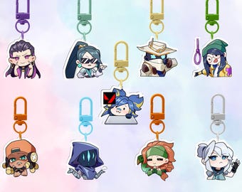 Valorant Chibi Keychain: JETT/OMEN/SAGE Acrylic Set, Gamer Gift