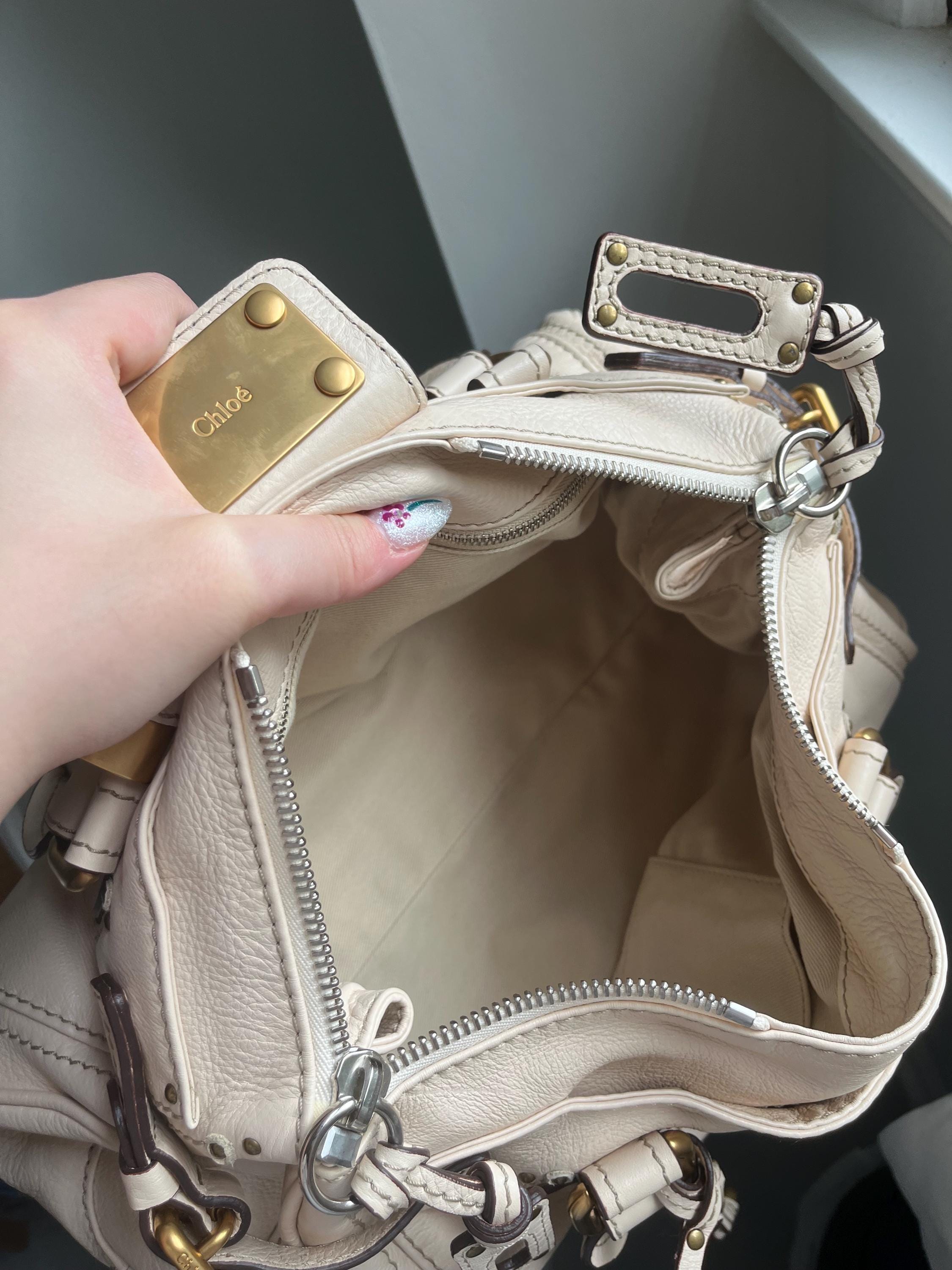 Chloé Paddington Bag – Beige Calfskin Leather, Brass Hardware