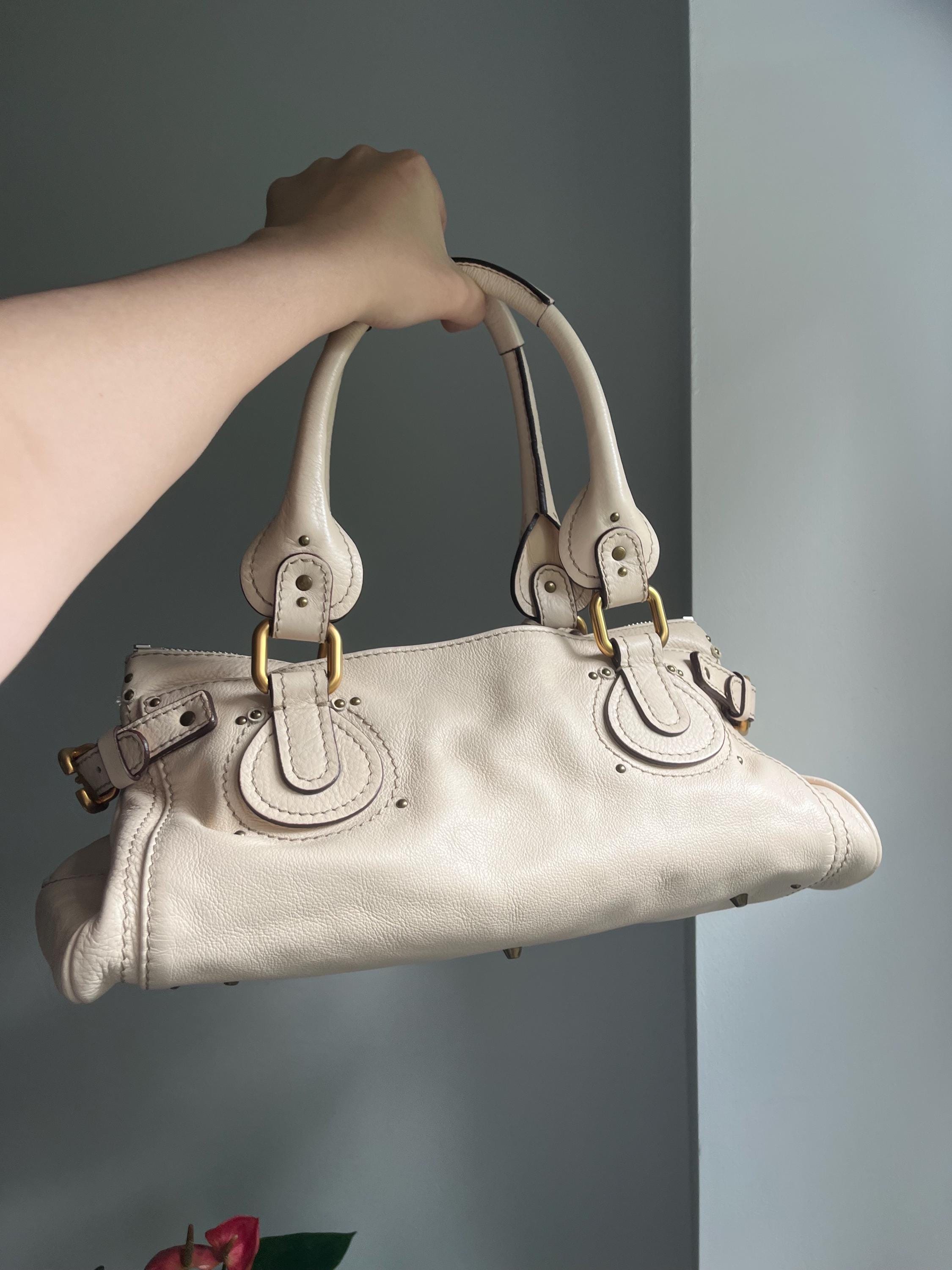 Chloé Paddington Bag – Beige Calfskin Leather, Brass Hardware