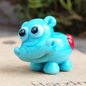 Hippo gifts Hippo ornament Hippo miniature Hippo figurine Hippo art Hippo Christmas Hippopotamus statues Begemoth figurine Glass hippo