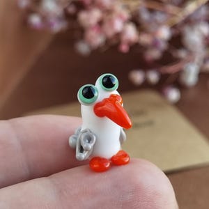 Mini glass figurines seagull figurine Glass seagull Miniature seagull Glass bird figurine terrarium figure Tiny glass animals Diorama decor