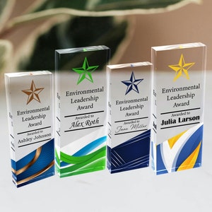 Custom Acrylic Award Plaque - Trophy Award - Corporate Trophy Award - Personal Award - Company Anniversary Awards Ceremony - Glass Trophy