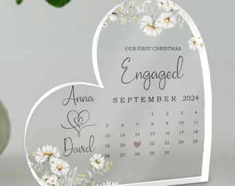 Personalized Engagement Date Acrylic Heart Plaque: Keepsake Gift