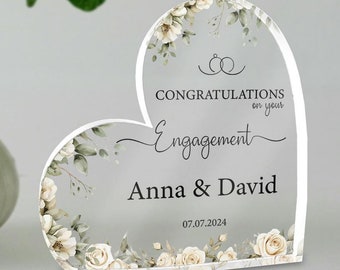 Personalized Engagement Heart Plaque: Custom Couple Keepsake Gift