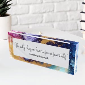 Personalized Clear Acrylic Quote Sign – Custom Motivational Desk Art – Inspirational Gift for Office or Home Decor - New Job Gift