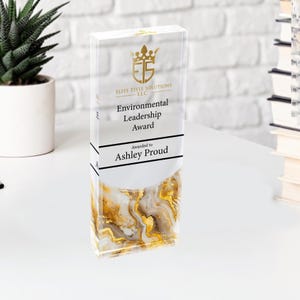 Personalized Acrylic Trophy, Custom Engraved Award for Corporate or Company Anniversary Ceremony, Acrylic Plaque