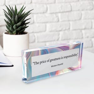 Personalized Quote Desk Name Plate, Motivational Quote, Mindfulness Gift, Keepsake Plaque, Custom Acrylic Quote Sign, Gift Quote Sign