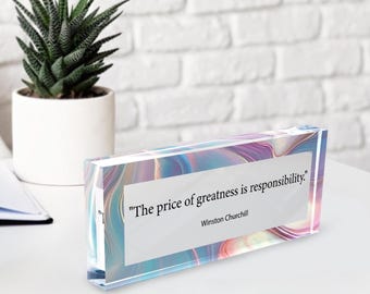 Personalized Quote Desk Name Plate, Motivational Quote, Mindfulness Gift, Keepsake Plaque, Custom Acrylic Quote Sign, Gift Quote Sign