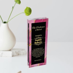 Gepersonaliseerde Corporate Trophy Award | Glazen plaquette op maat | Trofee zakelijk jubileum | Op maat gegraveerde prijs