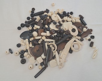 Carved buffalo Bone Bead Assortment, 7 ounces,