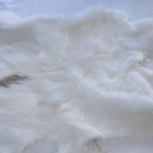 White with small Brown patches Soft Rabbit Fur Hide – Approx. 18&quot;x11&quot; – Tanned Fur for Crafts, Costumes, Décor, & DIY
