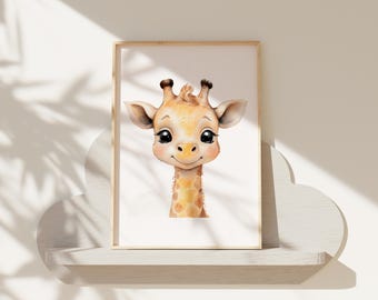 Giraffe Nursery Wall Art Print | Safari Animal Giraffe | Nursery Child Kids Printable | Baby Girl Decor | Baby Boy Decor | Baby Animal